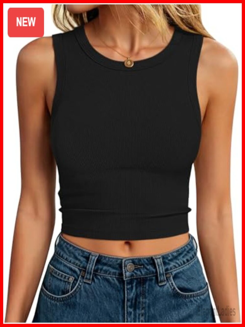 Women's High Neck Sleeveless Ribbed Crop Tank Top Slim Fit